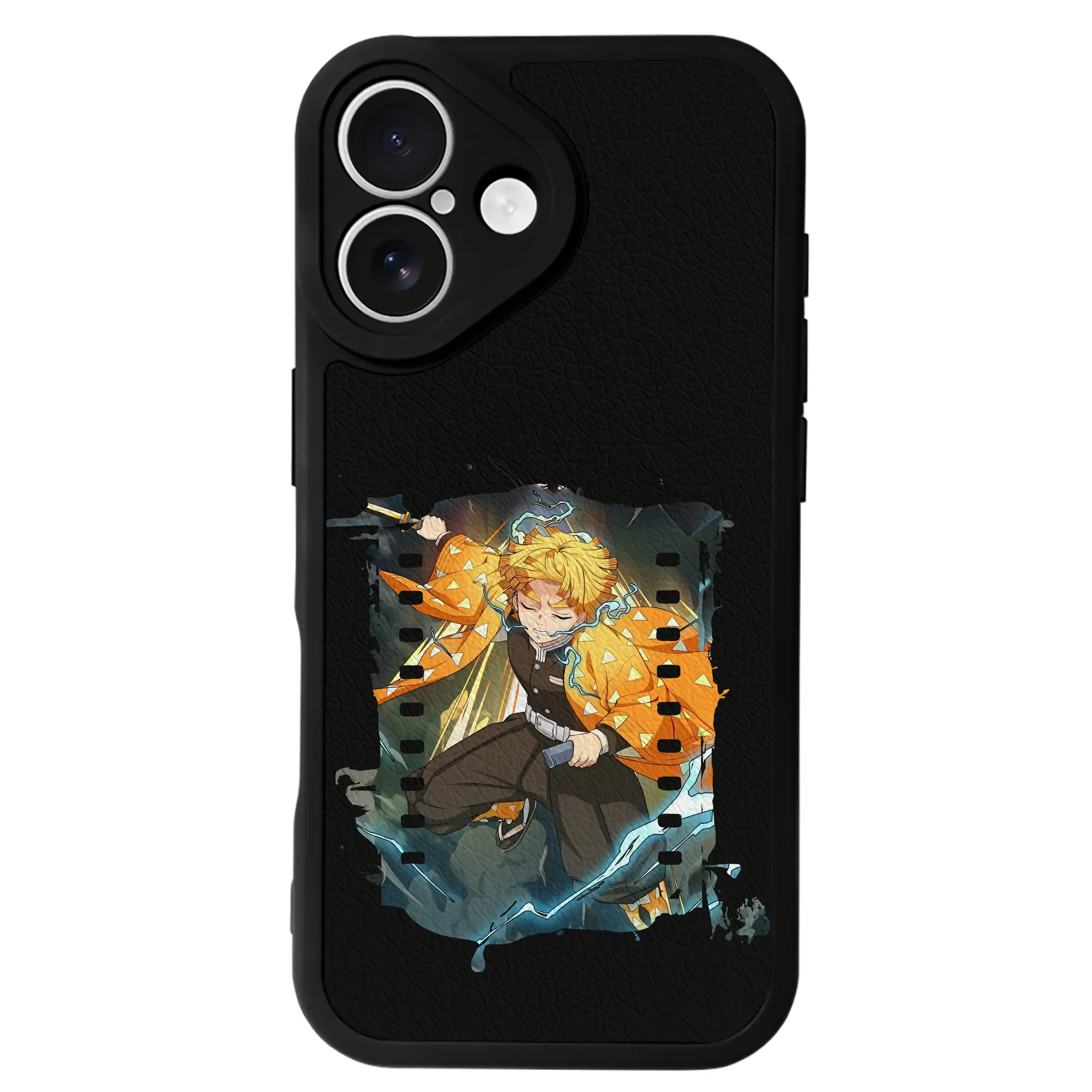 鬼滅の刃 グッズ,我妻 善逸 - IPhone 16シリーズ対応 ・ シリコンスマホケース ・ レザー調 ・ 高精度フィット ・ 耐衝撃 ・ ワイヤレス充電対応 ・ 精密カット